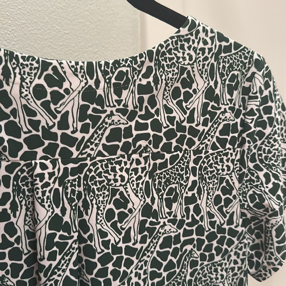 Jude Connally dark green and cream GraphicGiraffeMidi Dress, Ella style , large - Picture 8 of 16